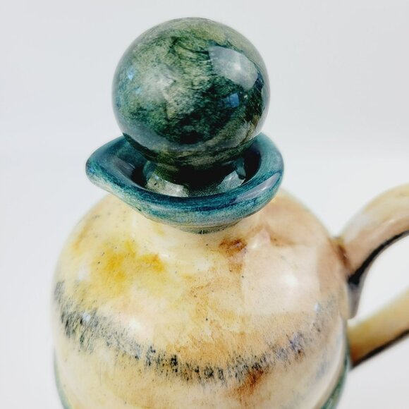 Vintage Greek Hand-Painted Floral Jug & Stopper, Impressionism Design, Signed - Picture 8 of 12